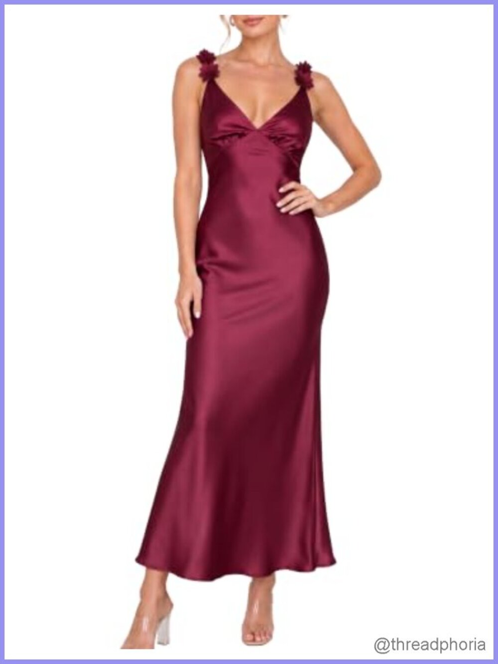 Satin V Neck Formal Midi Dress Spaghetti Strap